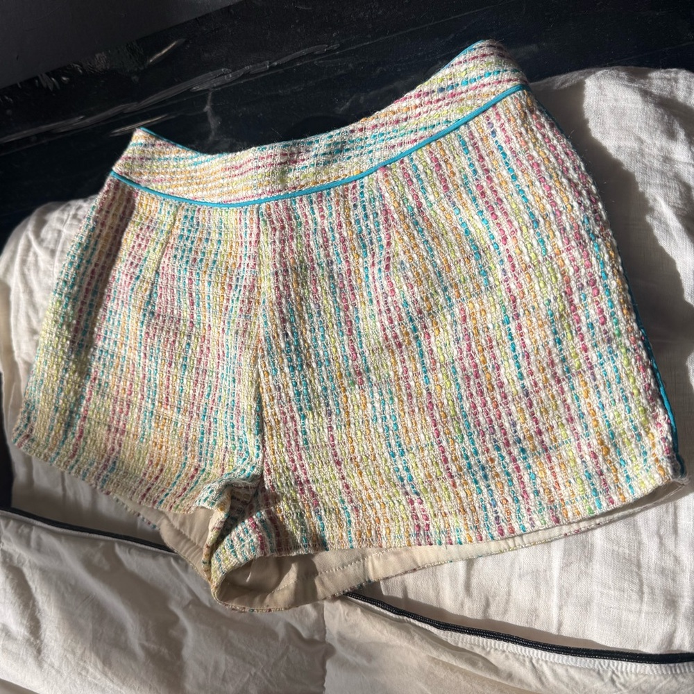 Mustard Seed Yellow orange Pink Blue High Waist Tweed Old money Shorts